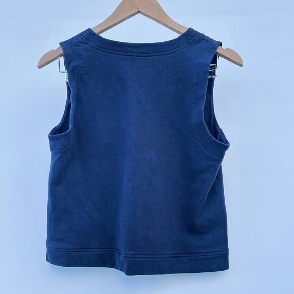 ME+EM Cotton Summer Sweatshirting Sweater Vest Navy V-Neck Boxy Casual 4 - Picture 4 of 8